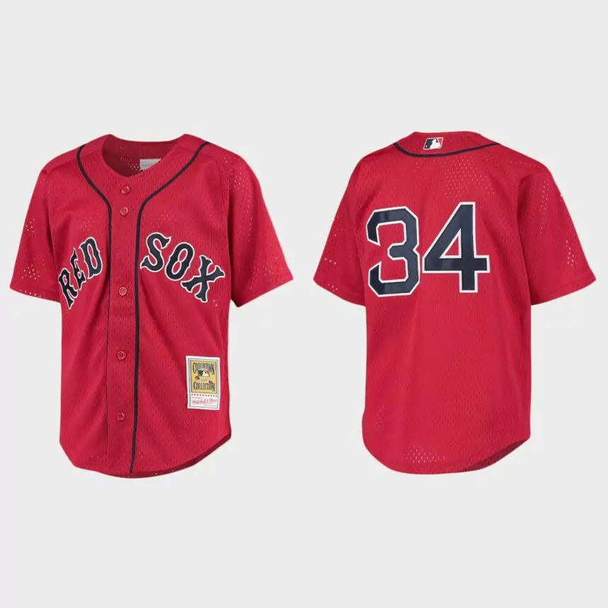Youth Boston Red Sox David Ortiz Red Cooperstown Collection Batting Practice Jersey