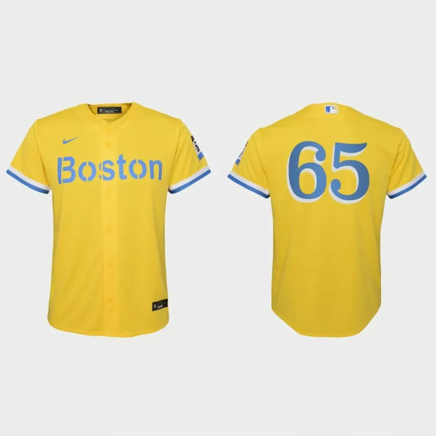 Youth Boston Red Sox James Paxton Gold Light Blue City Connect Replica Jersey