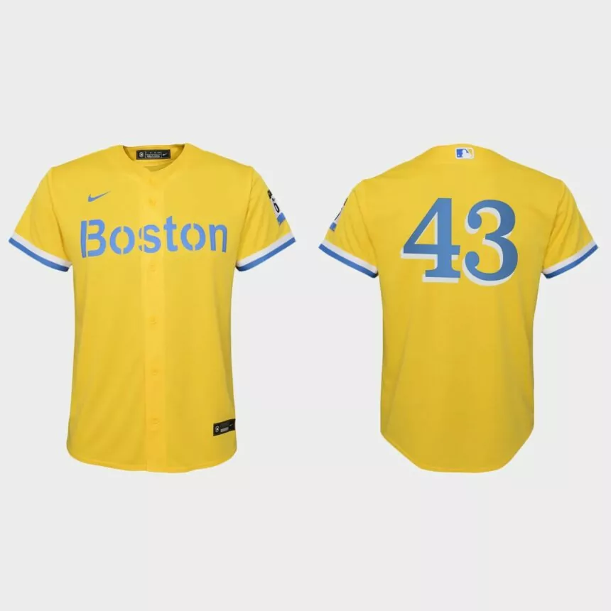 Youth Boston Red Sox Jaylin Davis Gold Light Blue City Connect Replica Jersey