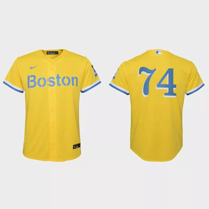 Youth Boston Red Sox Kenley Jansen Gold Light Blue City Connect Replica Jersey