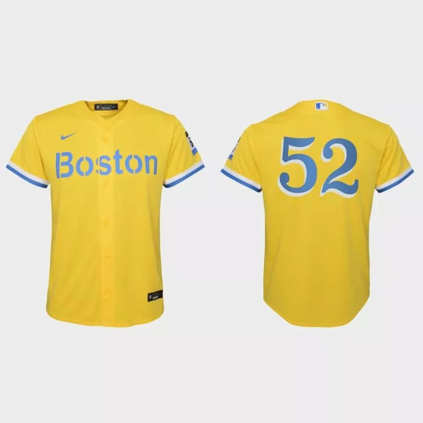 Youth Boston Red Sox Michael Wacha Gold Light Blue 2021 City Connect Replica Jersey