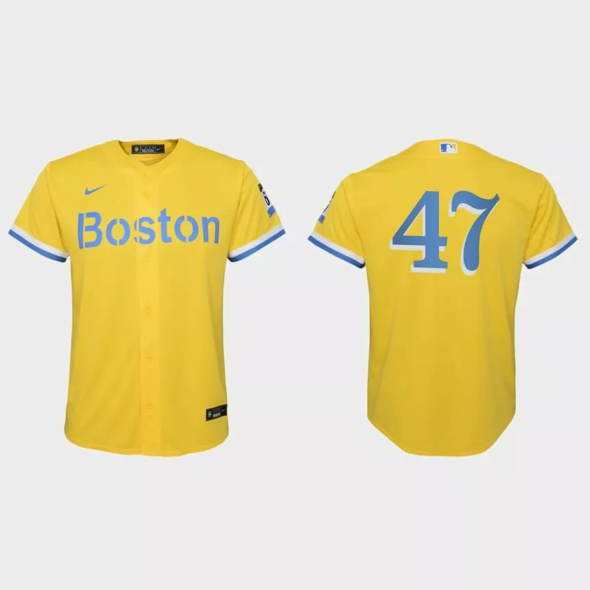 Youth Boston Red Sox Yolmer Sanchez Gold Light Blue City Connect Replica Jersey