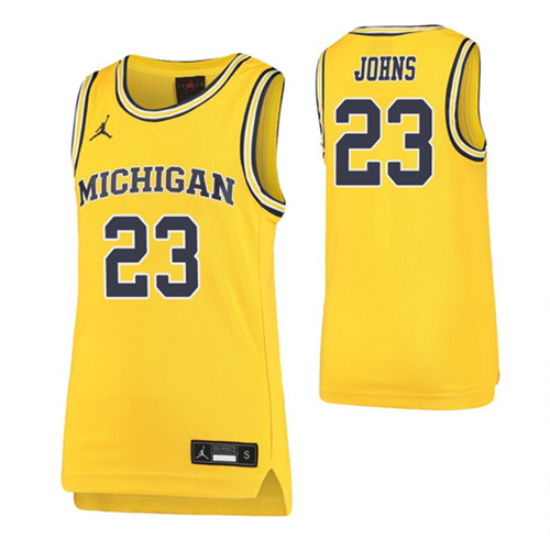 Youth Brandon Johns Jr. Jersey Maize Michigan Wolverines Replica