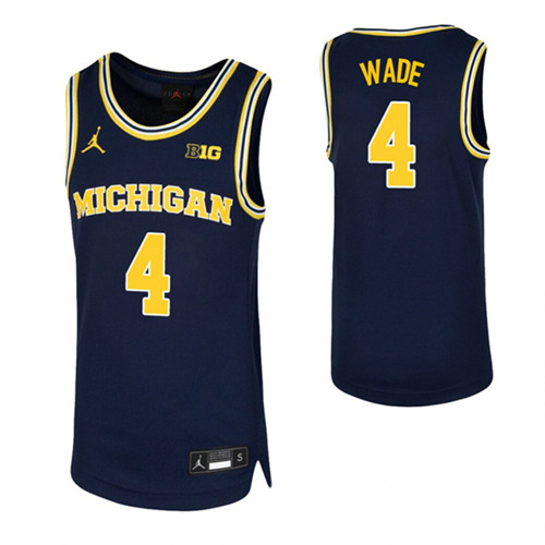 Youth Brandon Wade Jersey Navy Michigan Wolverines Replica