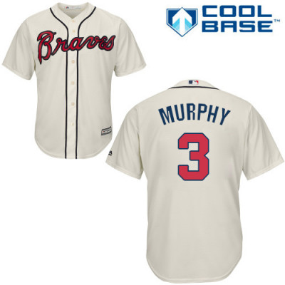 Youth Braves #3 Dale Murphy Majestic Cream Alternate 2 Cool Base Jersey