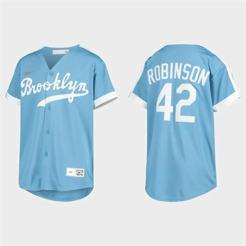 Youth Brooklyn Dodgers Jackie Robinson Light Blue Cooperstown Collection Alternate Jersey.jpg