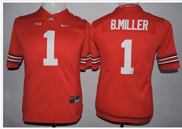 Youth Buckeyes #1 Braxton Miller Red Stitched NCAA Jersey