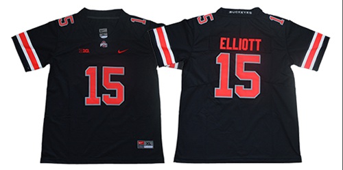 Youth Buckeyes #15 Ezekiel Elliott Blackout Limited Stitched Youth College Jersey
