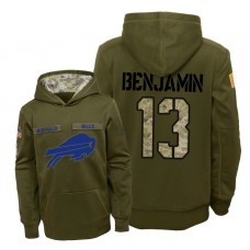 Youth Buffalo Bills #13 Kelvin Benjamin Olive Hoodie 2018 Salute To Service