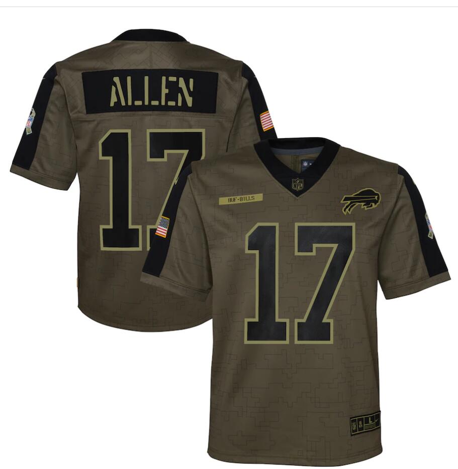 Youth Buffalo Bills #17 Josh Allen Nike Olive 2021 Salute To Service Limited Jersey