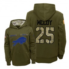 Youth Buffalo Bills #25 LeSean McCoy Olive Hoodie 2018 Salute To Service
