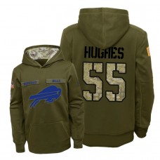 Youth Buffalo Bills #55 Jerry Hughes Olive Hoodie 2018 Salute To Service