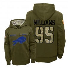 Youth Buffalo Bills #95 Kyle Williams Olive Hoodie 2018 Salute To Service