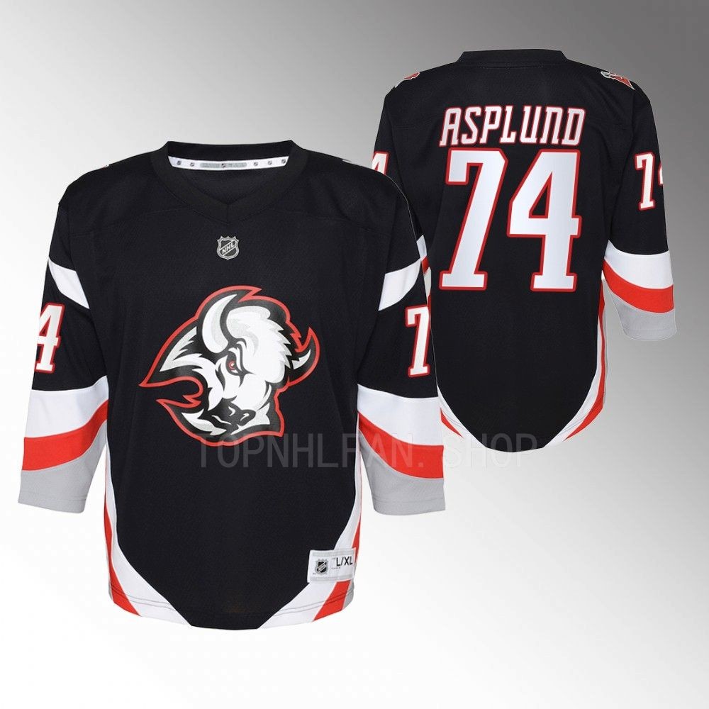 Youth Buffalo Sabres Rasmus Asplund 2022-23 Goathead Alternate Replica Player Jersey