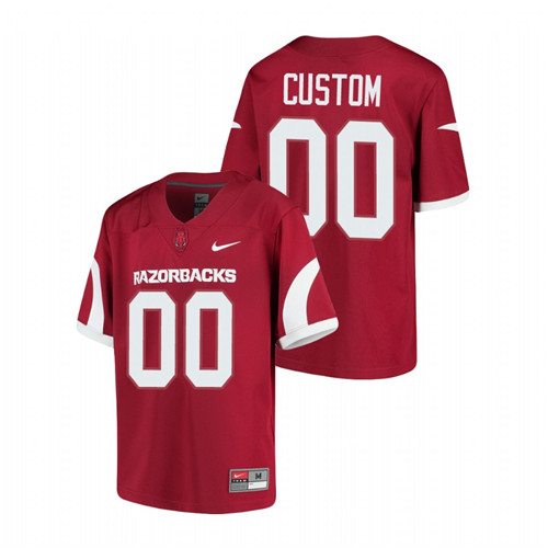 Youth Cardinal Arkansas Razorbacks Custom Replica Football Jersey