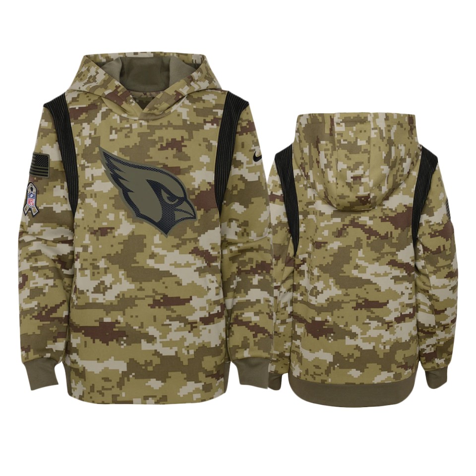 Youth Cardinals Olive 2021 Salute To Service Therma Hoodie