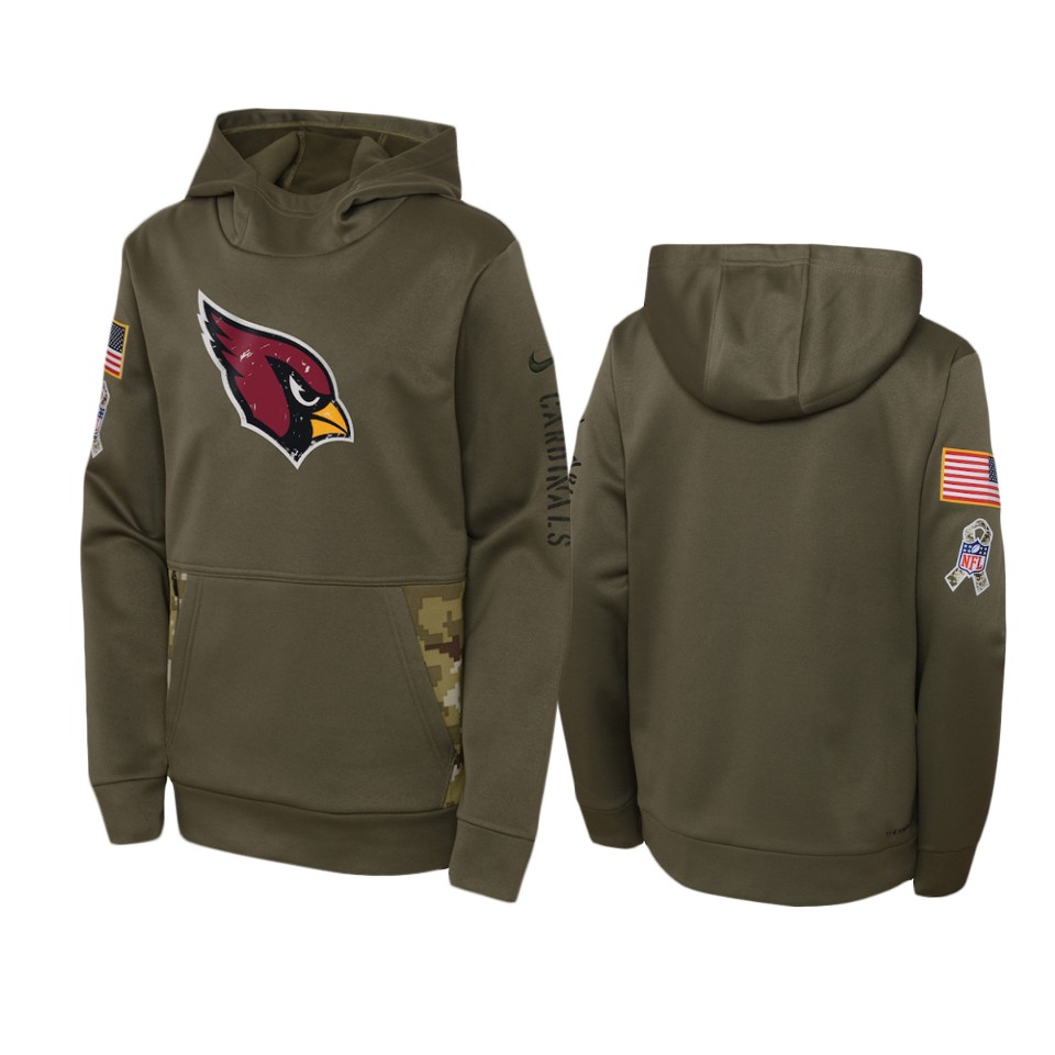 Youth Cardinals Olive 2022 Salute to Service Performance Hoodie