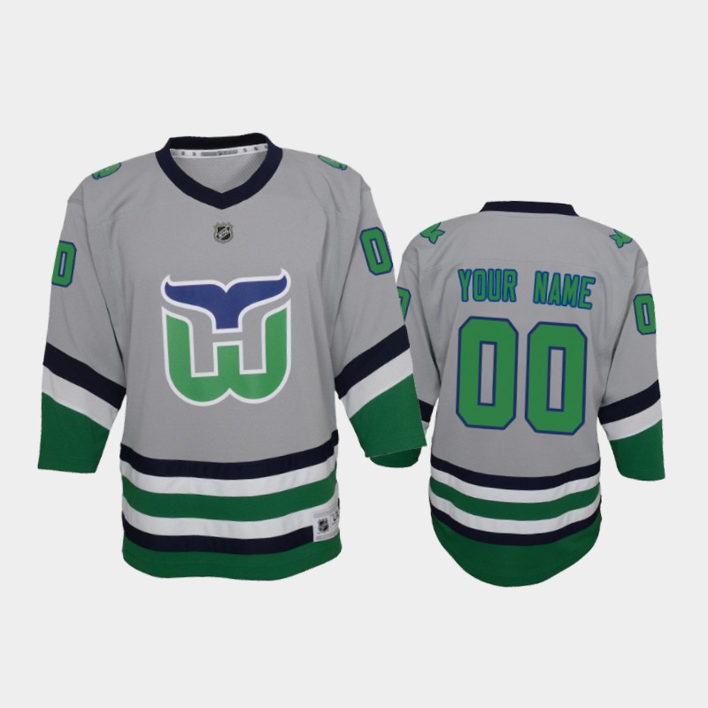 Youth Carolina Hurricanes Custom silvery grey Adidas Stitched 2021 NHL REVERSE RETRO Stitched JERSEYS