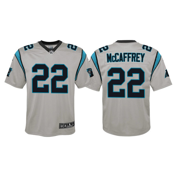 Youth Carolina Panthers #22 Christian McCaffrey Silver Inverted Game Jersey