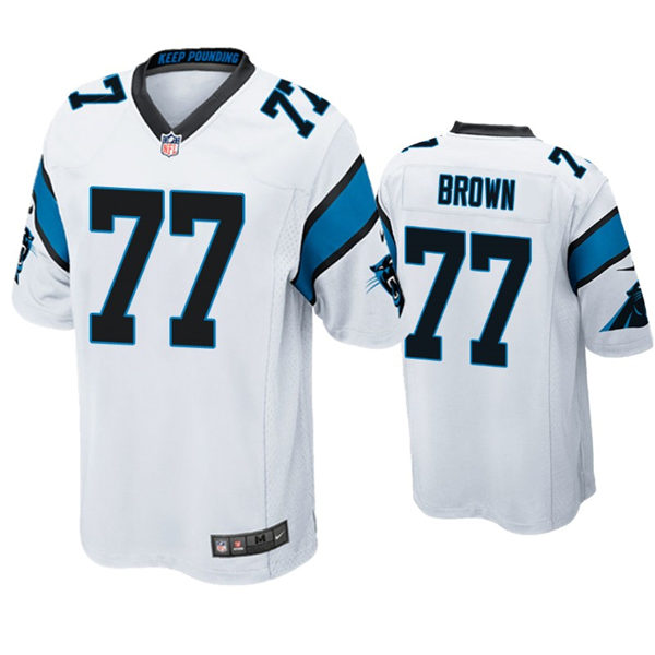Youth Carolina Panthers #77 Deonte Brown Nike White Limited Jersey