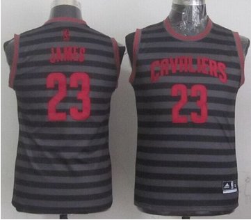 Youth Cavaliers #23 LeBron James Black Grey Groove Stitched NBA Jersey