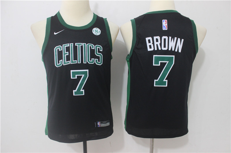 Youth Celtics 7 Jaylen Brown Black Youth Nike Swingman Jersey