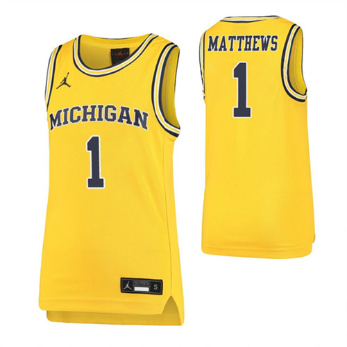 Youth Charles Matthews Jersey Maize Michigan Wolverines Replica