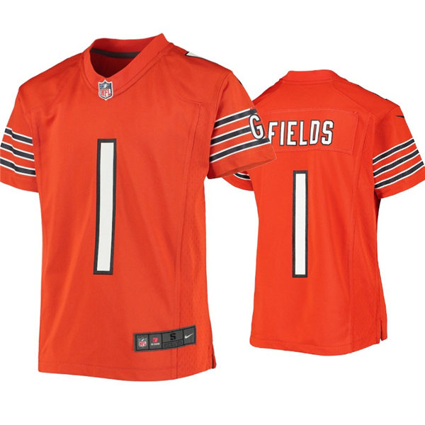 Youth Chicago Bears #1 Justin Fields Nike Orange Alternate Limited Jersey