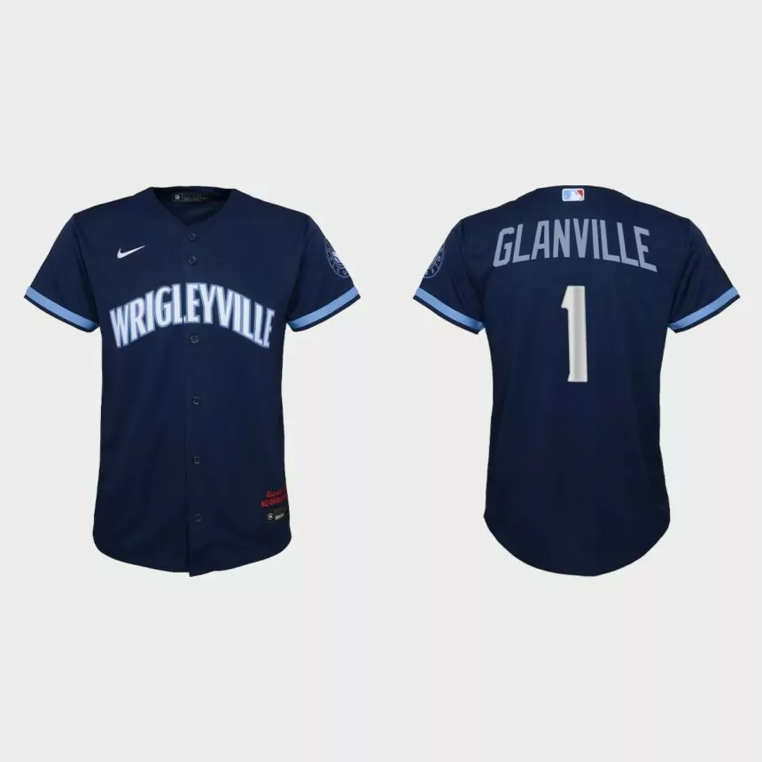 Youth Chicago Cubs #1 Doug Glanville Navy 2021 City Connect Replica Jersey