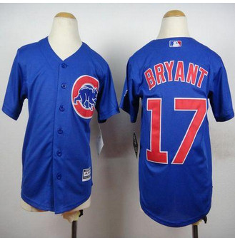 Youth Chicago Cubs #17 Kris Bryant Blue New Cool Base Stitched Baseball Jersey