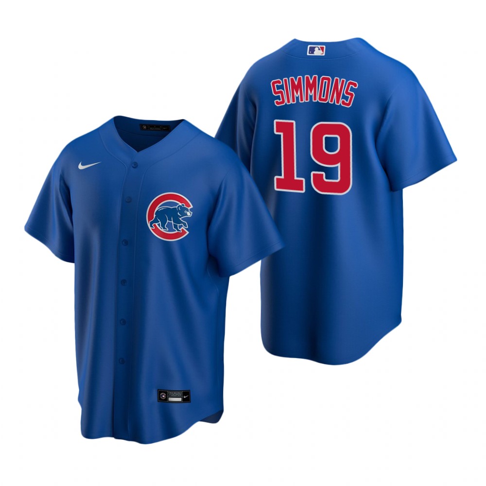 Youth Chicago Cubs #19 Andrelton Simmons Nike Royal Alternate Cool Base Jersey