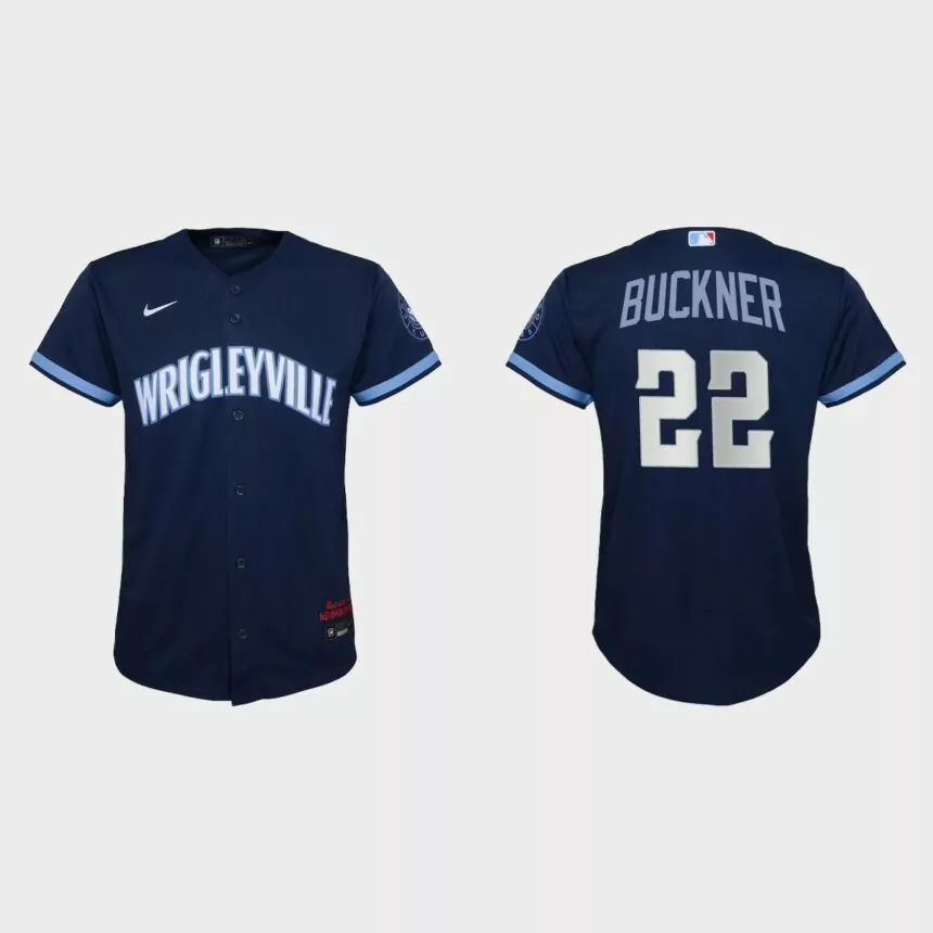 Youth Chicago Cubs #22 Bill Buckner Navy 2021 City Connect Replica Jersey