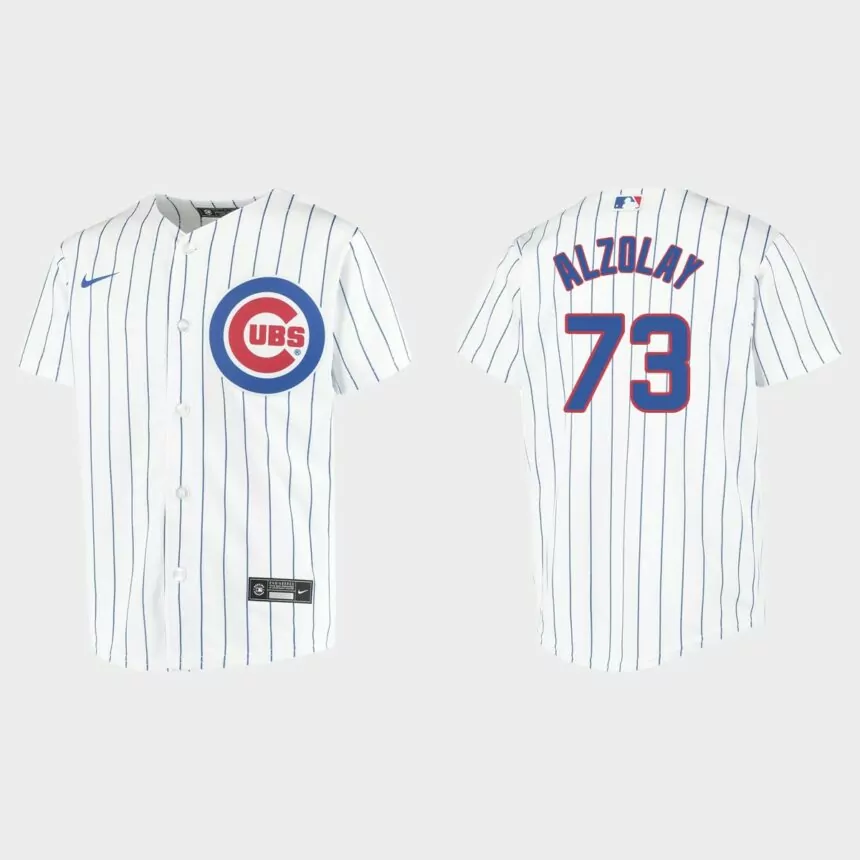 Youth Chicago Cubs #73 Adbert Alzolay White Replica Home Jersey