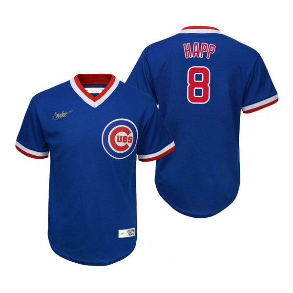 Youth Chicago Cubs #8 Ian Happ Nike Royal Cooperstown Collection Jersey