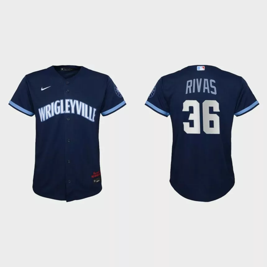 Youth Chicago Cubs Alfonso Rivas Navy City Connect Replica Jersey