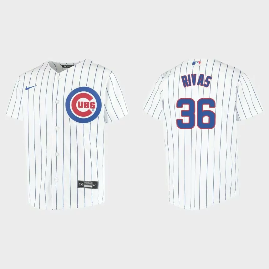 Youth Chicago Cubs Alfonso Rivas White Replica Home Jersey