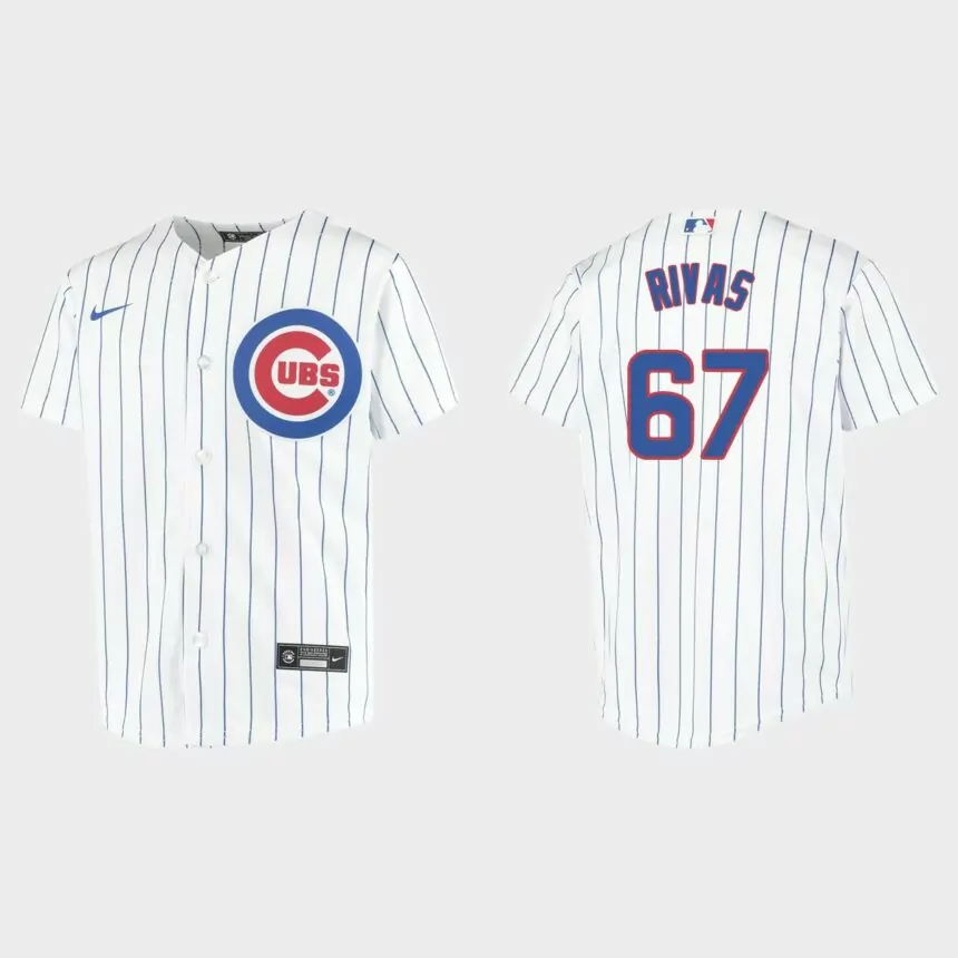 Youth Chicago Cubs Alfonso Rivas White Replica Home Jersey的副本