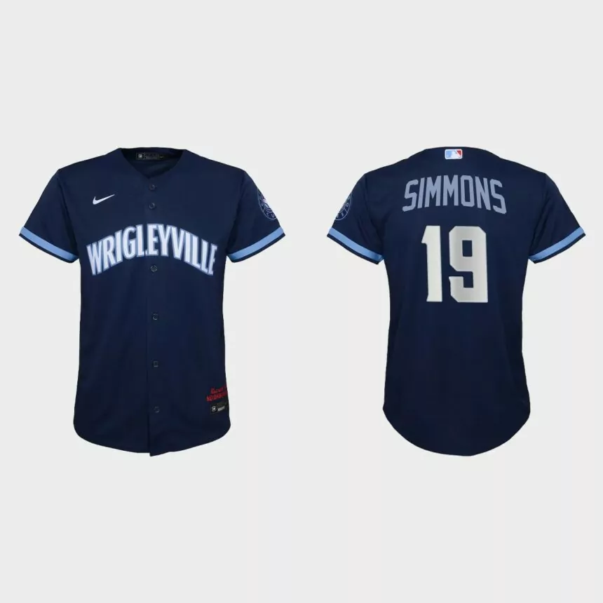 Youth Chicago Cubs Andrelton Simmons Navy City Connect Replica Jersey