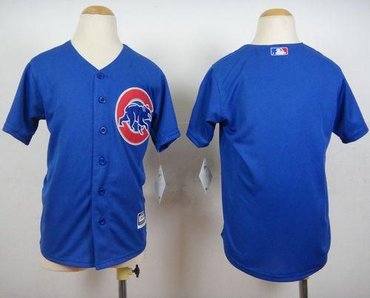 Youth Chicago Cubs Blank Blue Cool Base Stitched Baseball Jersey