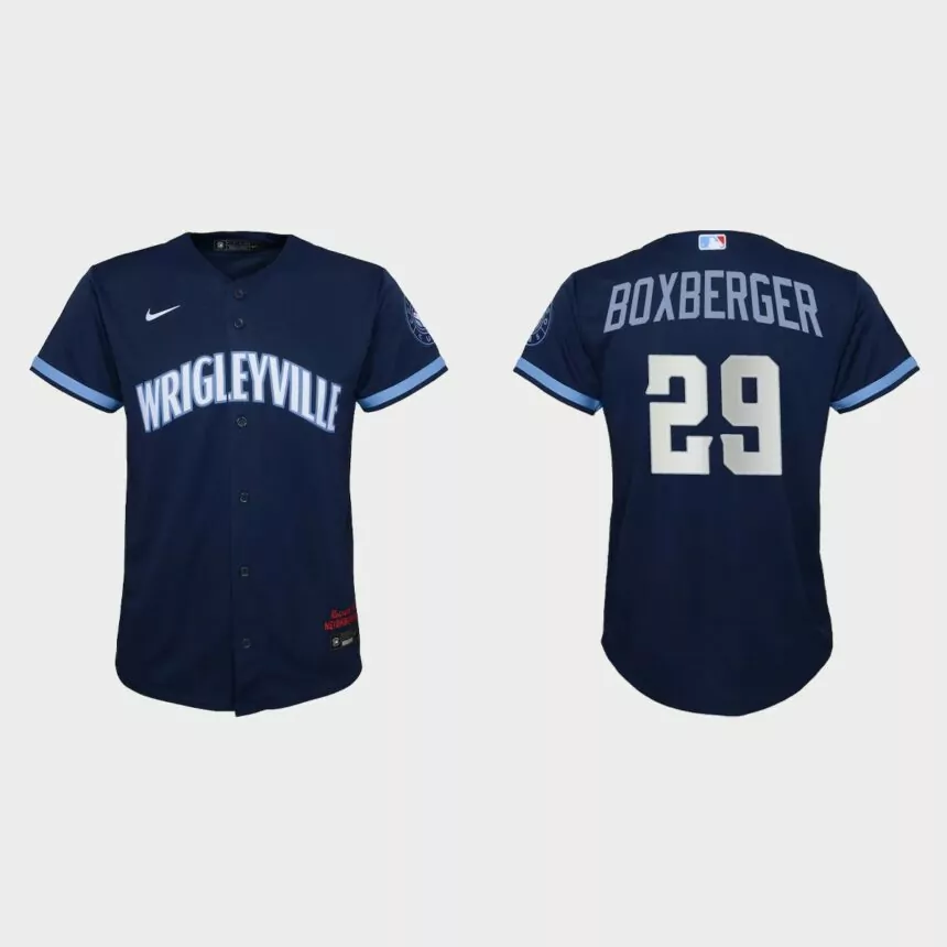 Youth Chicago Cubs Brad Boxberger Navy City Connect Replica Jersey
