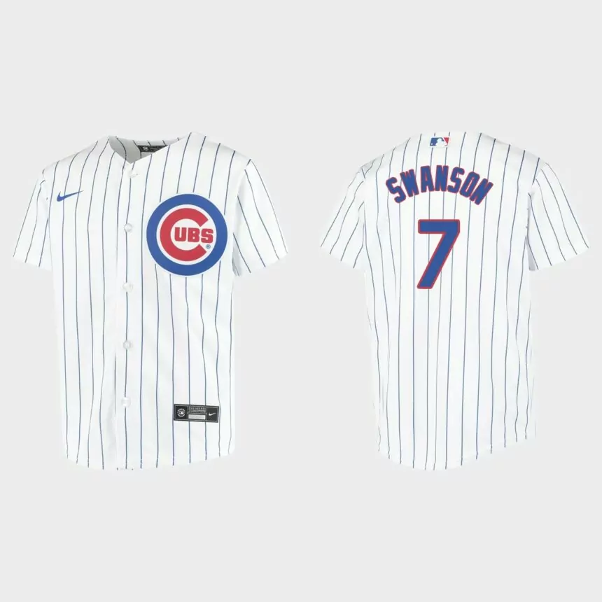 Youth Chicago Cubs Dansby Swanson White Replica Home Jersey