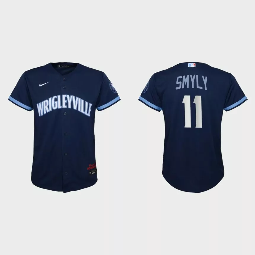 Youth Chicago Cubs Drew Smyly Navy City Connect Replica Jersey