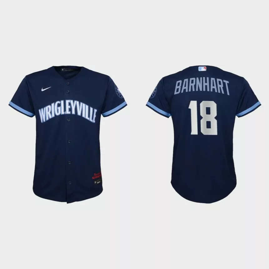 Youth Chicago Cubs Tucker Barnhart Navy City Connect Replica Jersey