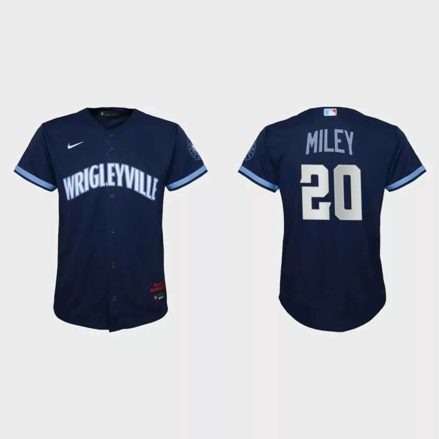 Youth Chicago Cubs Wade Miley Navy City Connect Replica Jersey