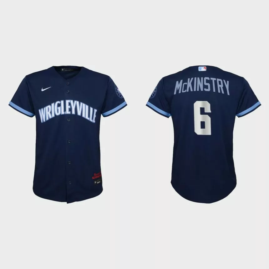 Youth Chicago Cubs Zach McKinstry Navy City Connect Replica Jersey