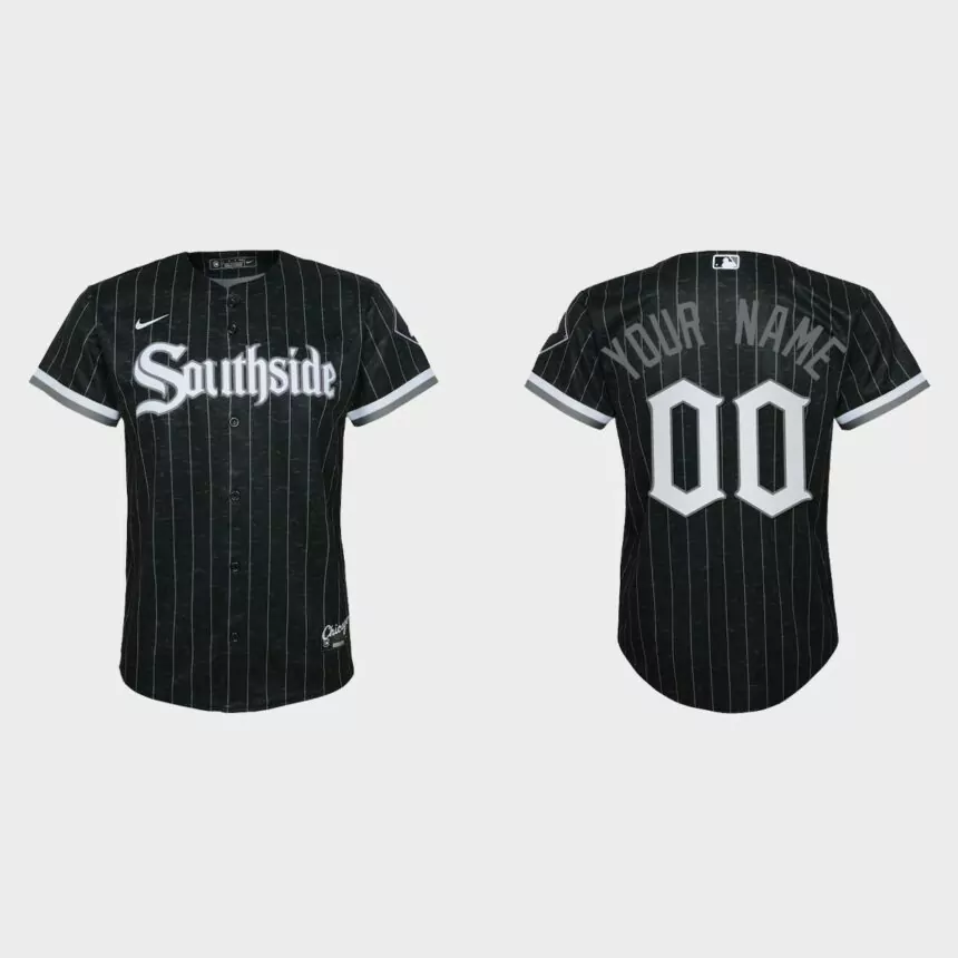 Youth Chicago White Sox #00 Custom Black 2021 City Connect Replica Jersey