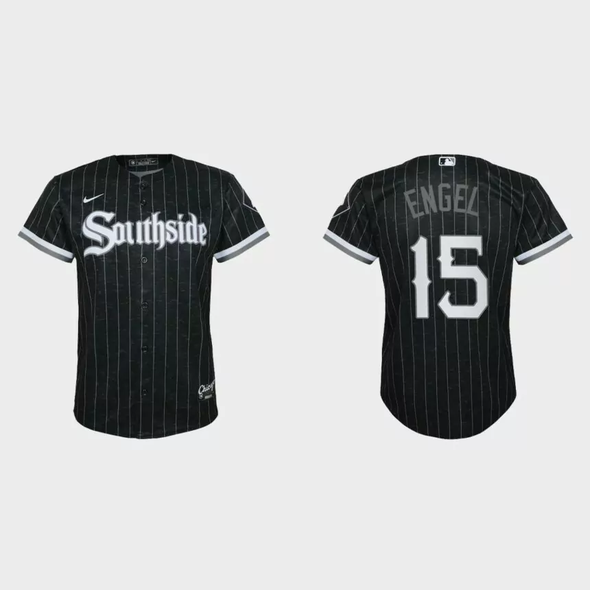 Youth Chicago White Sox #15 Adam Engel Black 2021 City Connect Replica Jersey