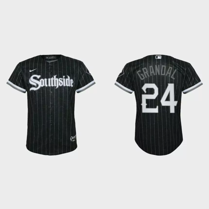 Youth Chicago White Sox #24 Yasmani Grandal Black 2021 City Connect Replica Jersey