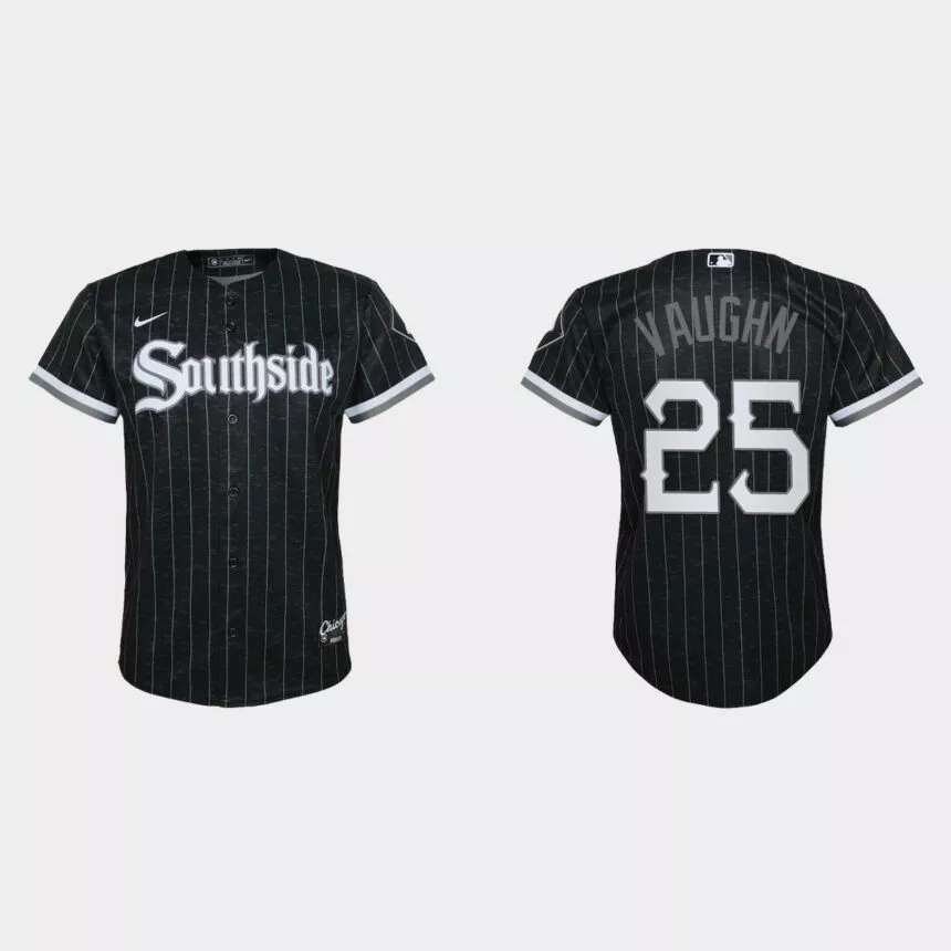 Youth Chicago White Sox #25 Andrew Vaughn Black 2021 City Connect Replica Jersey
