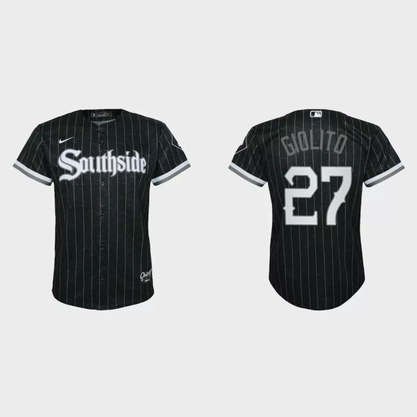 Youth Chicago White Sox #27 Lucas Giolito Black 2021 City Connect Replica Jersey